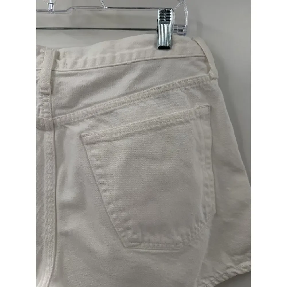 AGOLDE Women’s Parker Long Cotton Denim Shorts Anthropologie Size 31 White